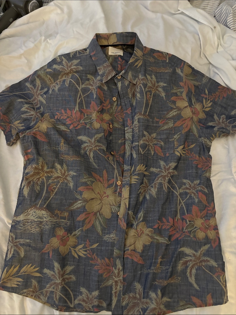 Civil Society Men’s XL 100% Cotton Hawaiian Tropical Palm Shirt